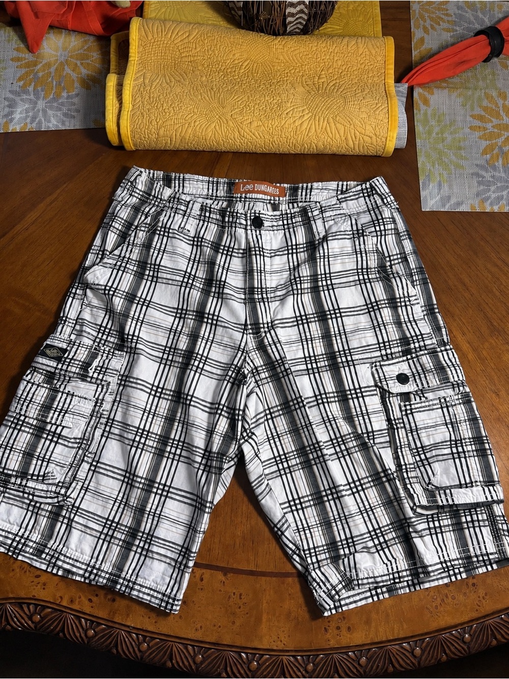Lee Dungarees Plaid Cargo Shorts Size 34